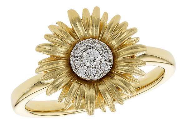 B292-04261: C292-03334 WITH YG & PETALS / WG SETTING .10 TW