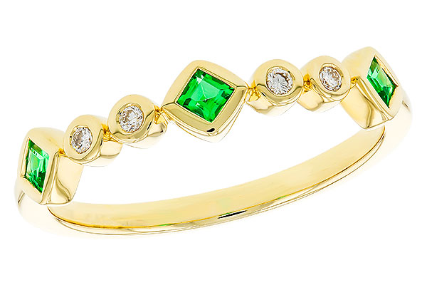 B292-96079: LDS WED RG .14 TW EMERALD .19 TGW