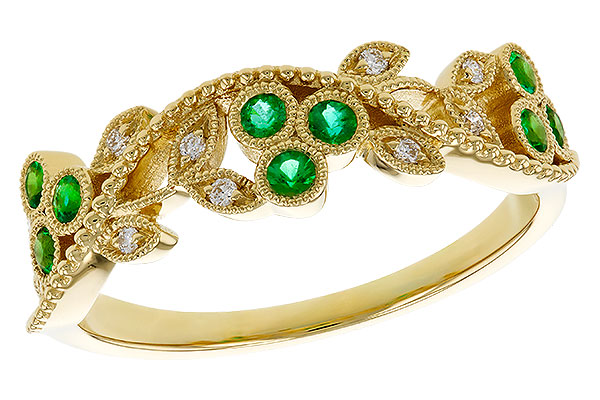 D292-99643: LDS WED RG .17 EMERALD TW .23 TGW